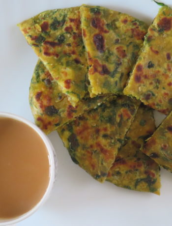 Paneer Cheese Methi Paratha Served