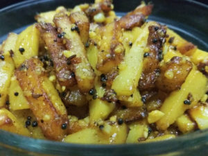 Potato Bhaji finger chip style, बटाट्याची भाजी