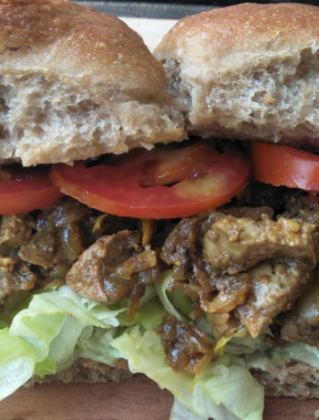 Chicken liver sandwich served