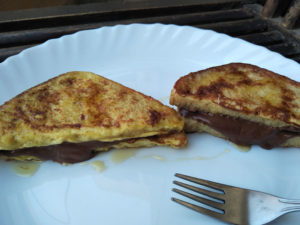 Oozing Chocolate French Toast Nutella Sandwich Served