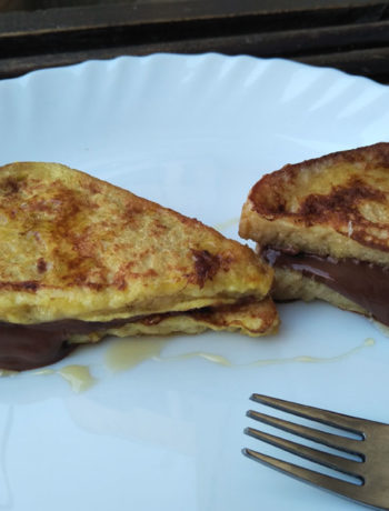 Oozing Chocolate French Toast Nutella Sandwich Served