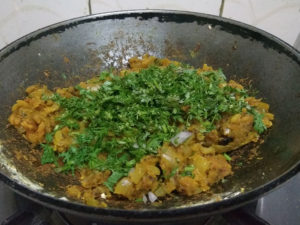 Fresh Coriander Added to Zunka