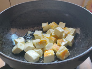 Paneer Cubes fried to golden edges