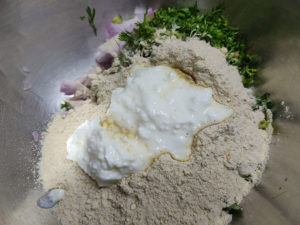 Curd added before mixing the dough