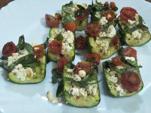 Zucchini Boats with Feta and Cherry Tomatoes