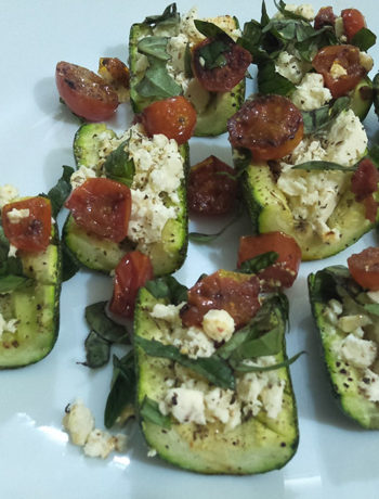 Zucchini Boats with Feta and Cherry Tomatoes